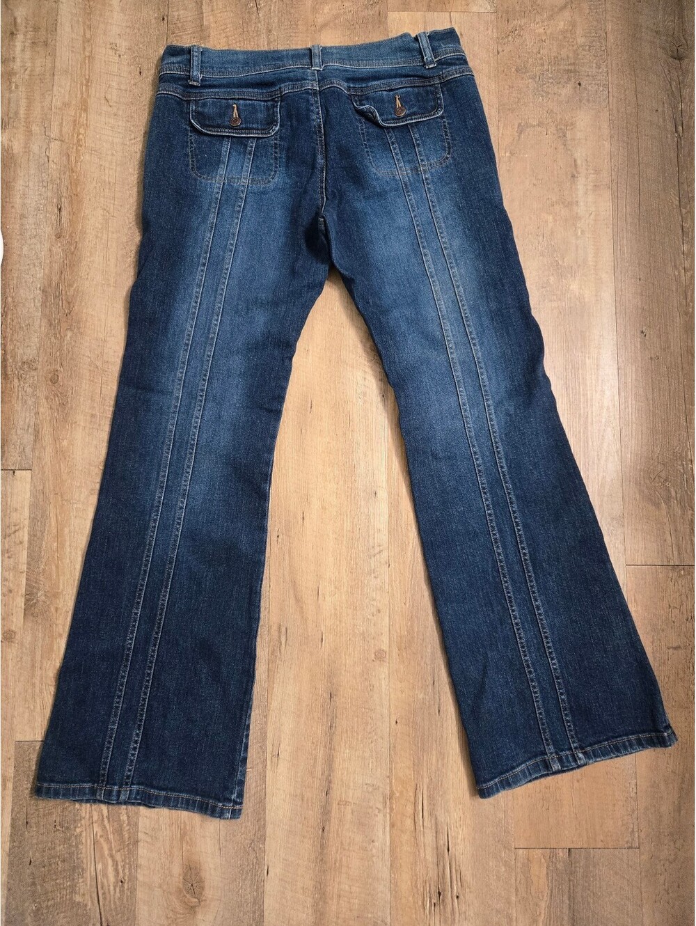 Vintage Old Navy Y2K Jeans Front Seam Flare Bootcut Dark Wash Stretch Size 12 - Picture 12 of 14